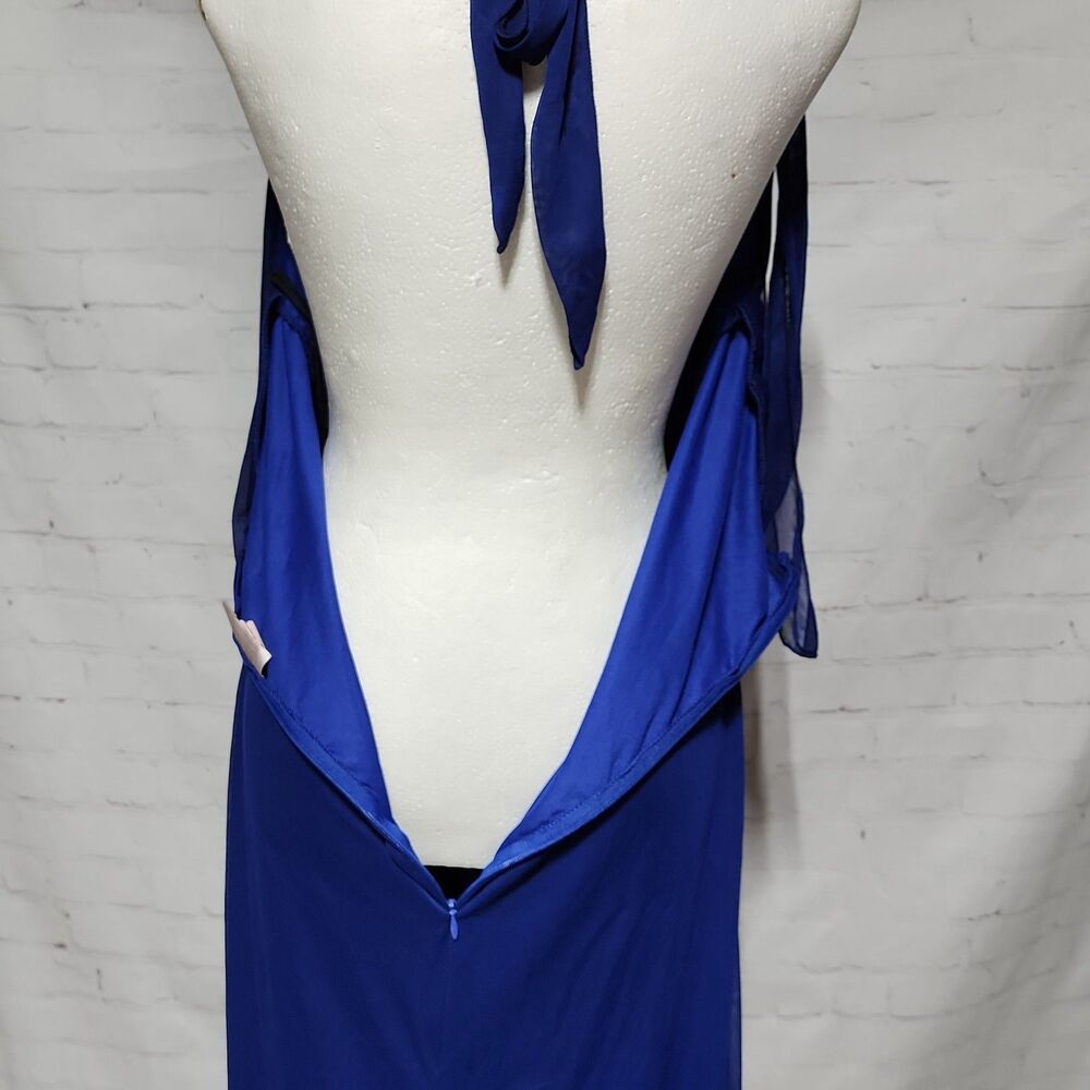 Fiesta Royal Blue/Navy Halter Maxi Dress with Jeweled Belt Size XL - Picture 6 of 11